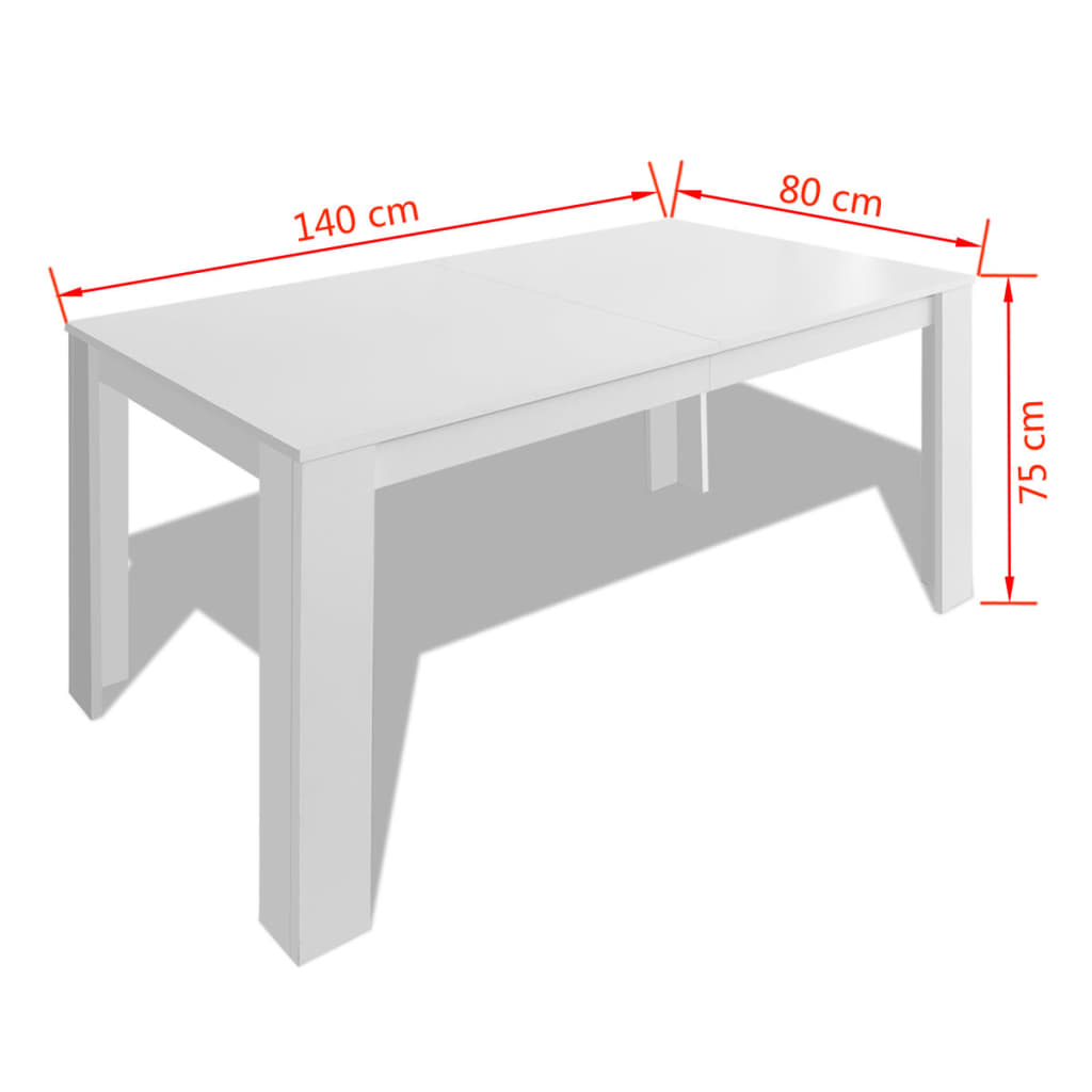 NNEVL Dining Table 140x80x75 cm White