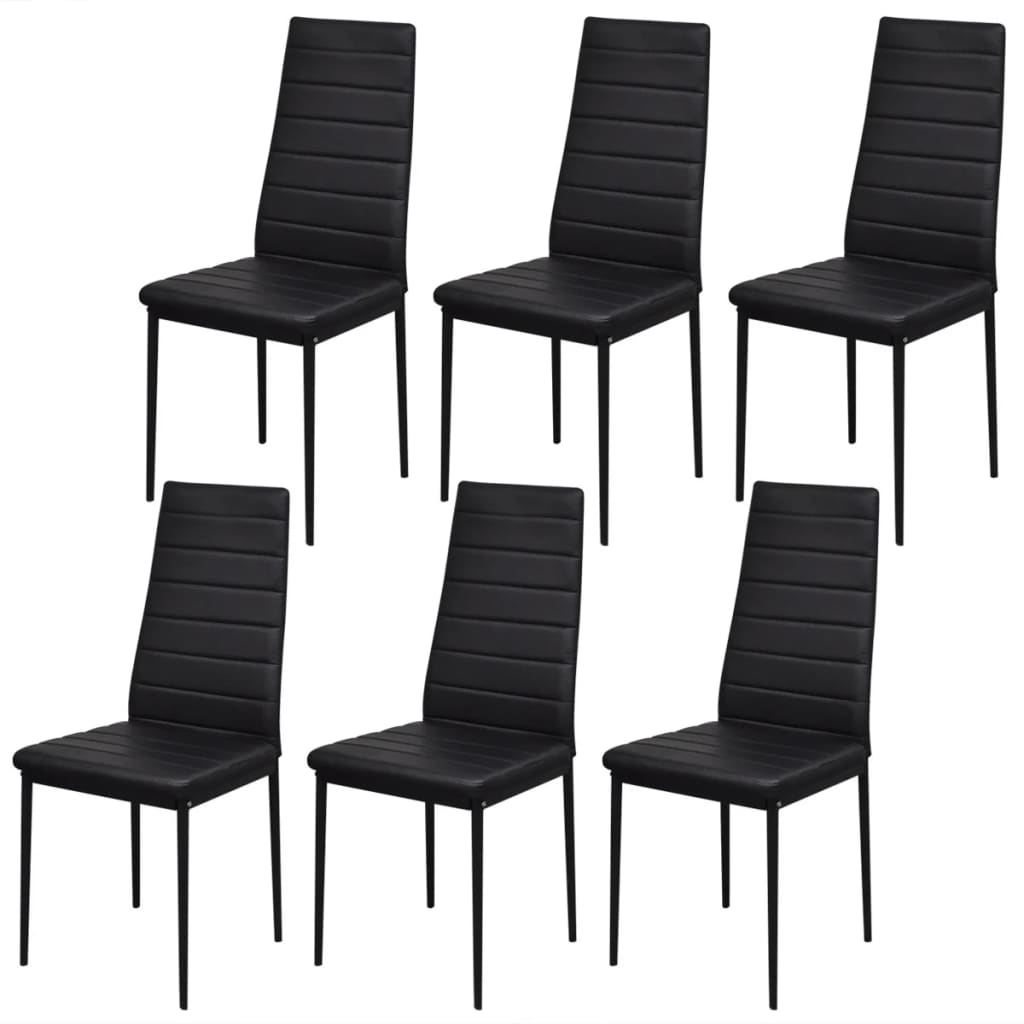 NNEVL Seven Piece Dining Table Set Black