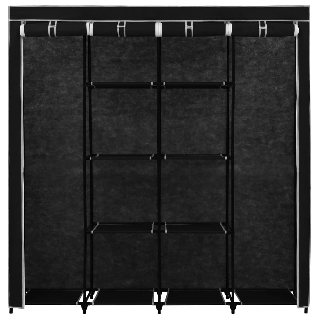 NNEVL Wardrobe with 4 Compartments Black 175x45x170 cm