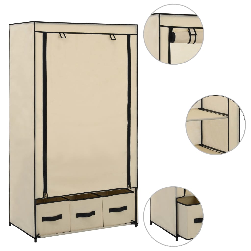 NNEVL Wardrobe Cream 87x49x159 cm Fabric