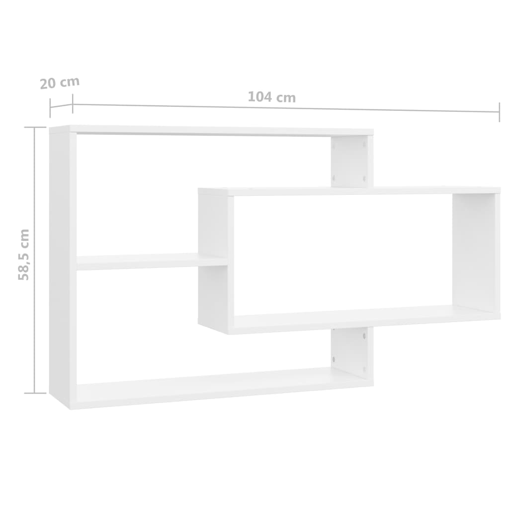 NNEVL Wall Shelves White 104x20x58.5 cm Chipboard