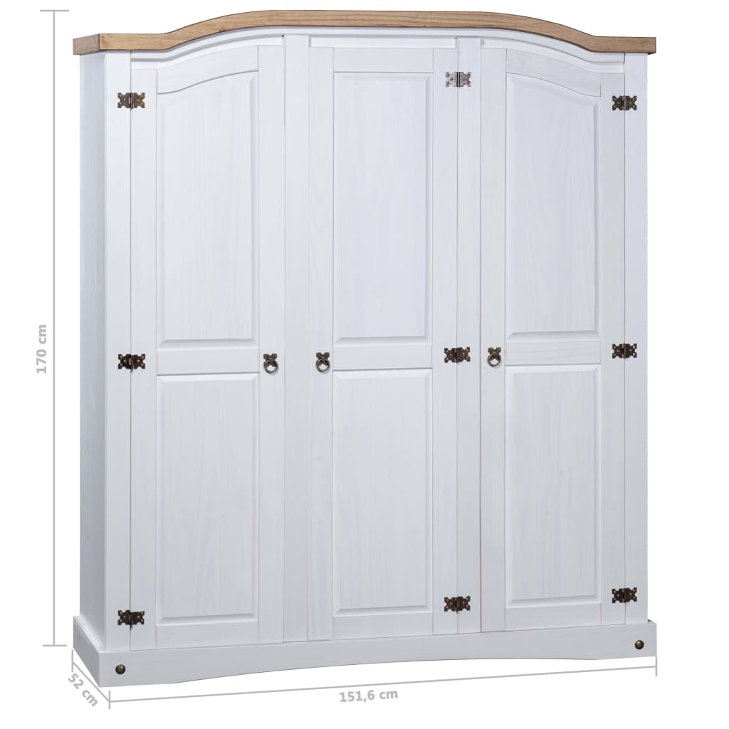NNEVL Wardrobe Mexican Pine Corona Range 3 Doors White