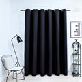 Vidaxl blackout curtain with metal rings 290x245 cm black-0