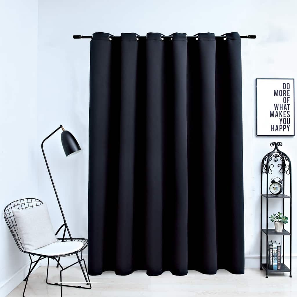 Vidaxl blackout curtain with metal rings 290x245 cm black-0