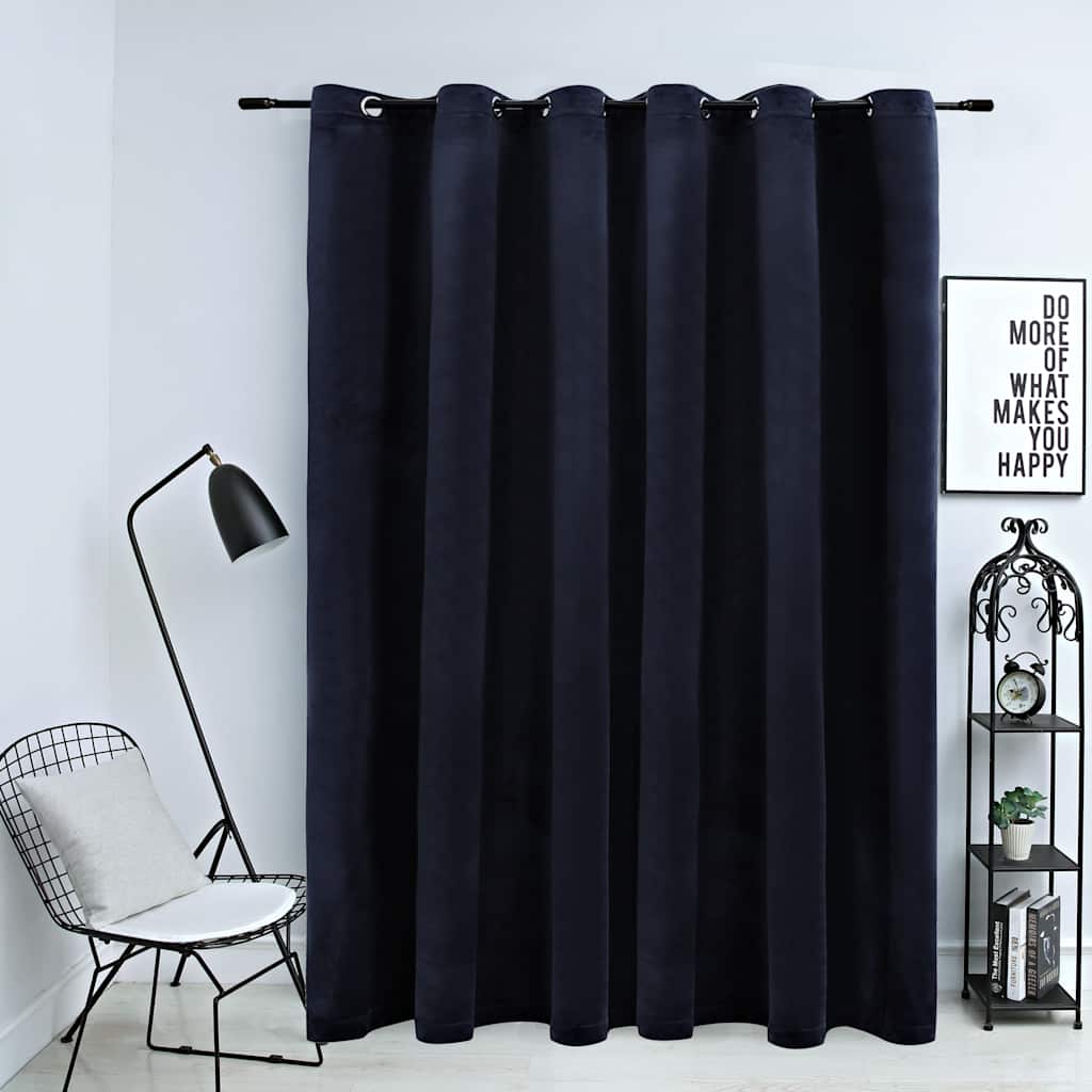 Vidaxl blackout curtain with rings 290x245 cm velvet black-0