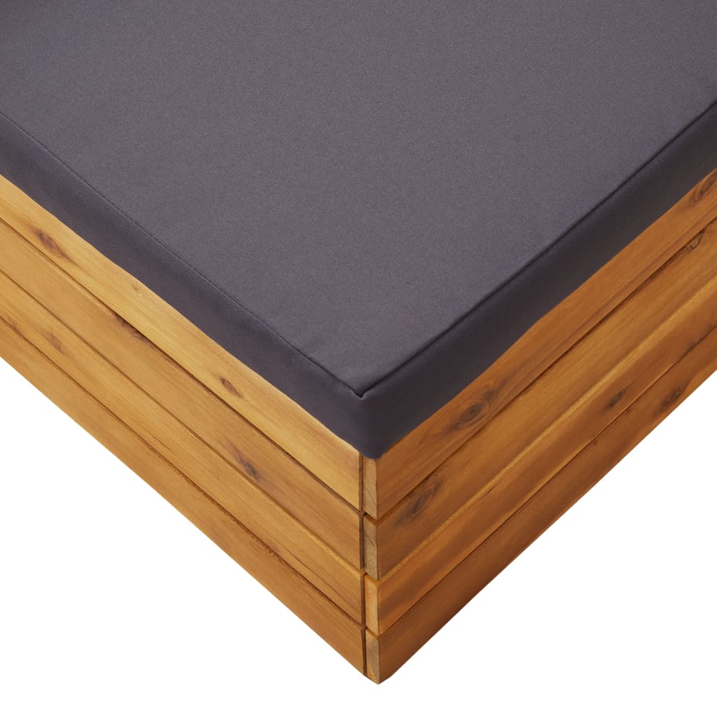 NNEVL Sectional Footrest 1 pc with Cushion Solid Acacia Wood