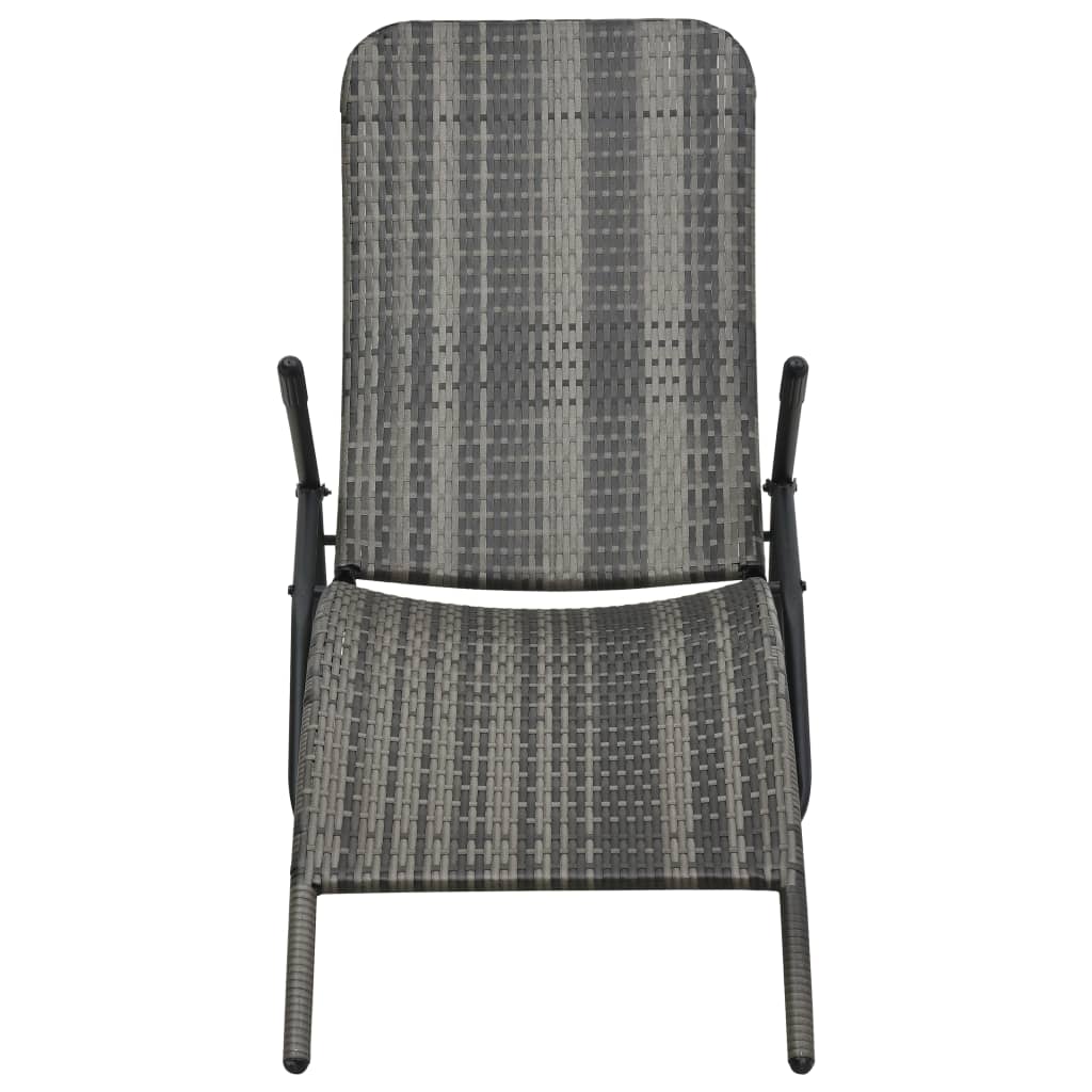NNEVL Folding Sun Lounger Poly Rattan Grey