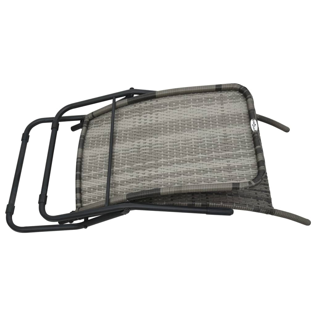 NNEVL Folding Sun Lounger Poly Rattan Grey