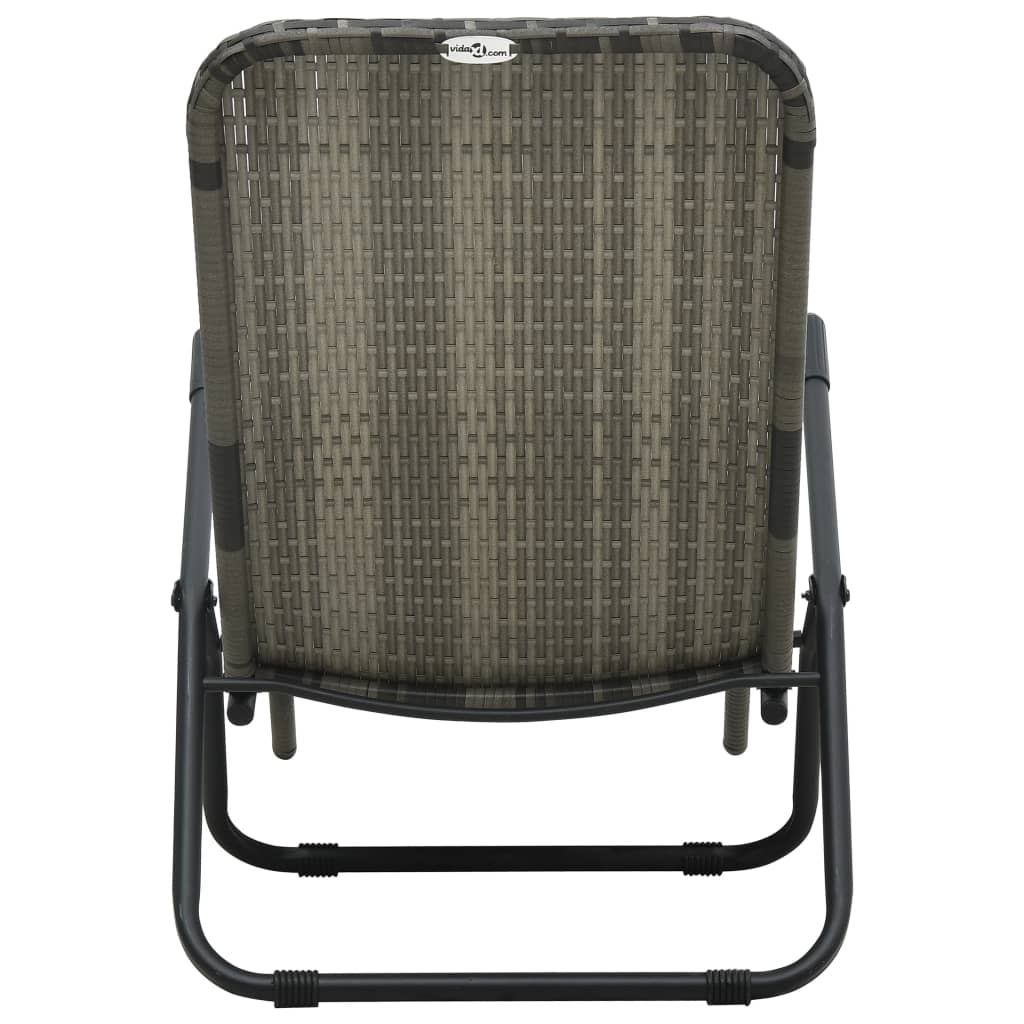 NNEVL Folding Sun Lounger Poly Rattan Grey