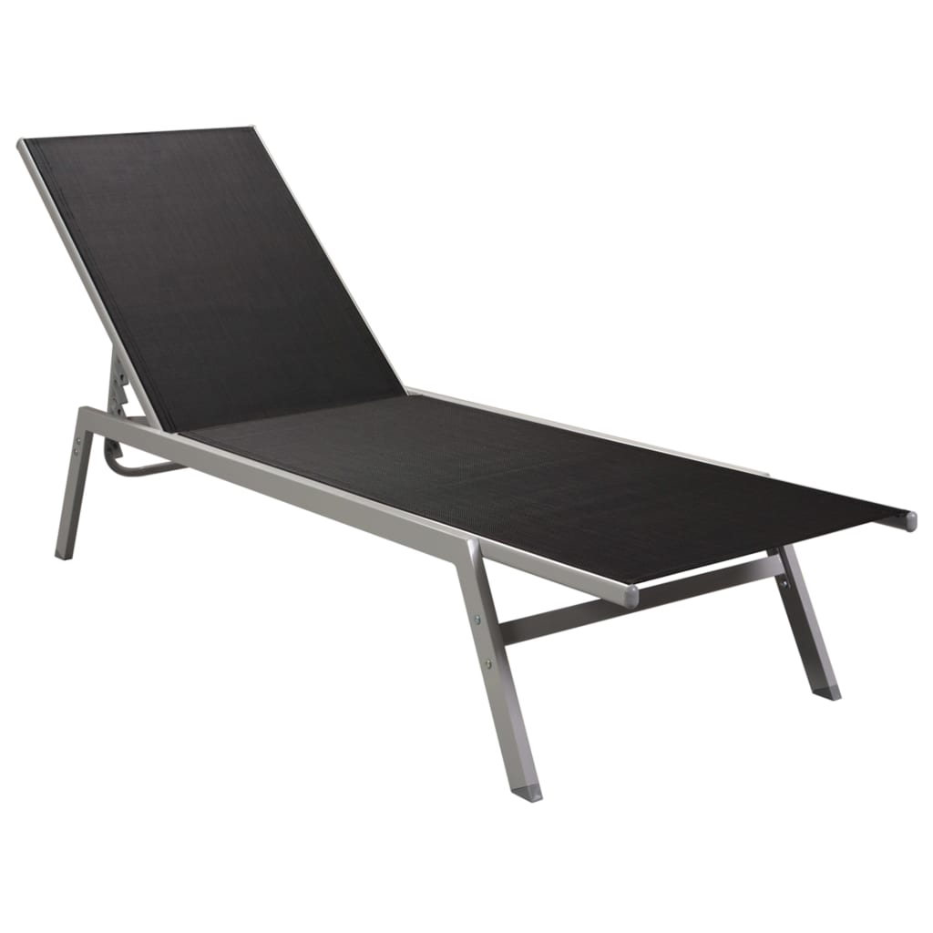 NNEVL Sun Lounger Steel and Textilene Black