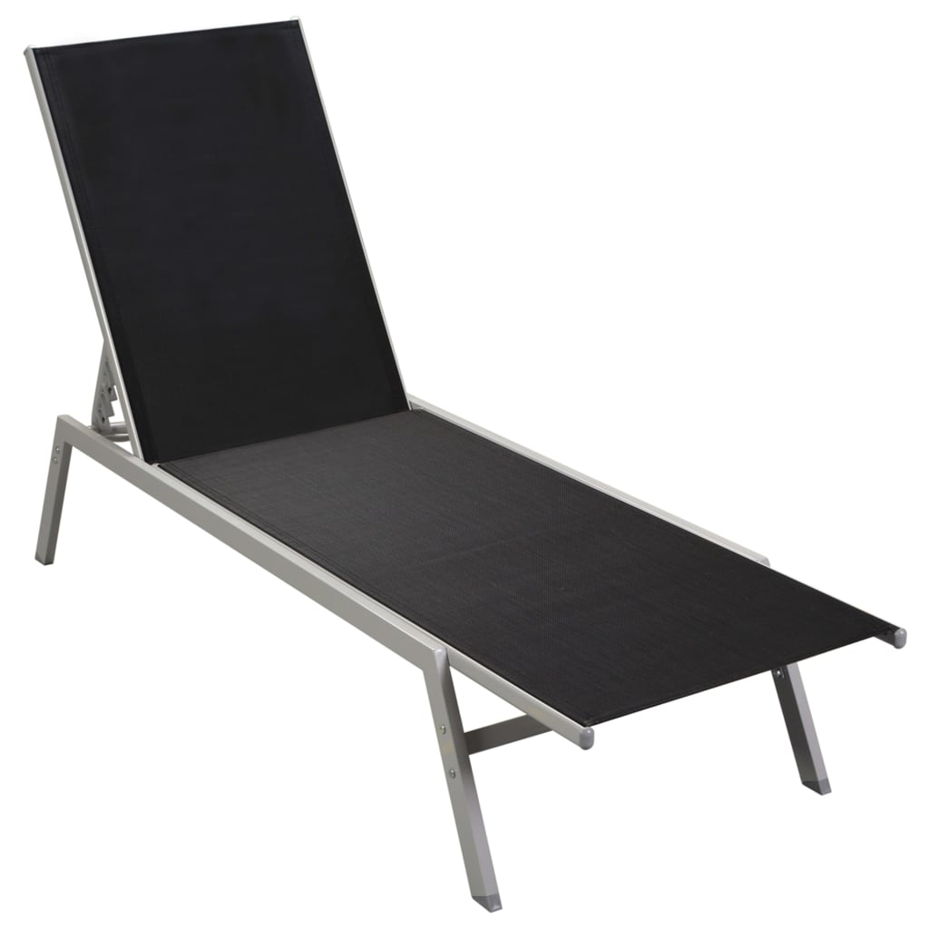 NNEVL Sun Lounger Steel and Textilene Black