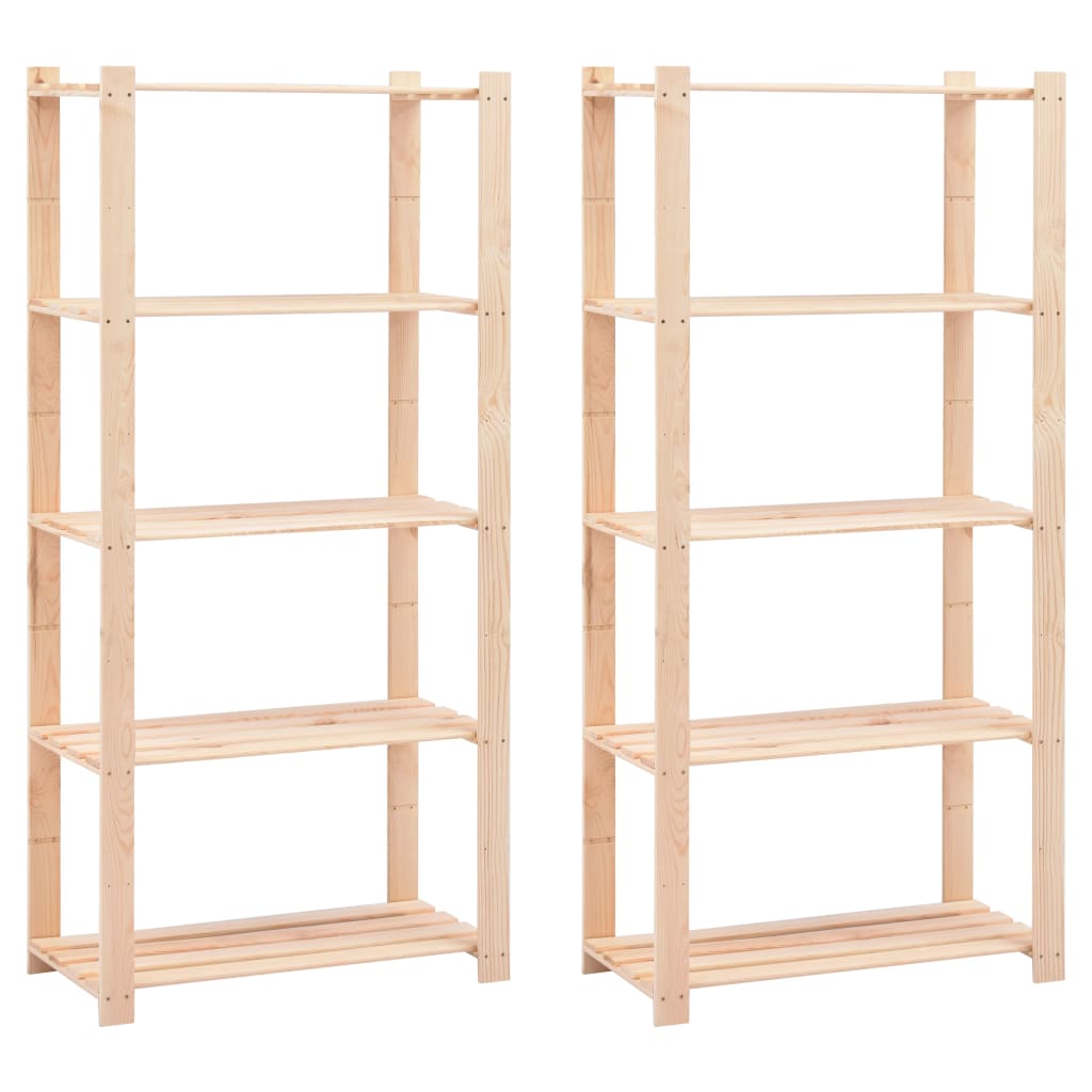 Vidaxl storage racks 5-tier 2 pcs 80x38x170 cm pine wood 250 kg-0
