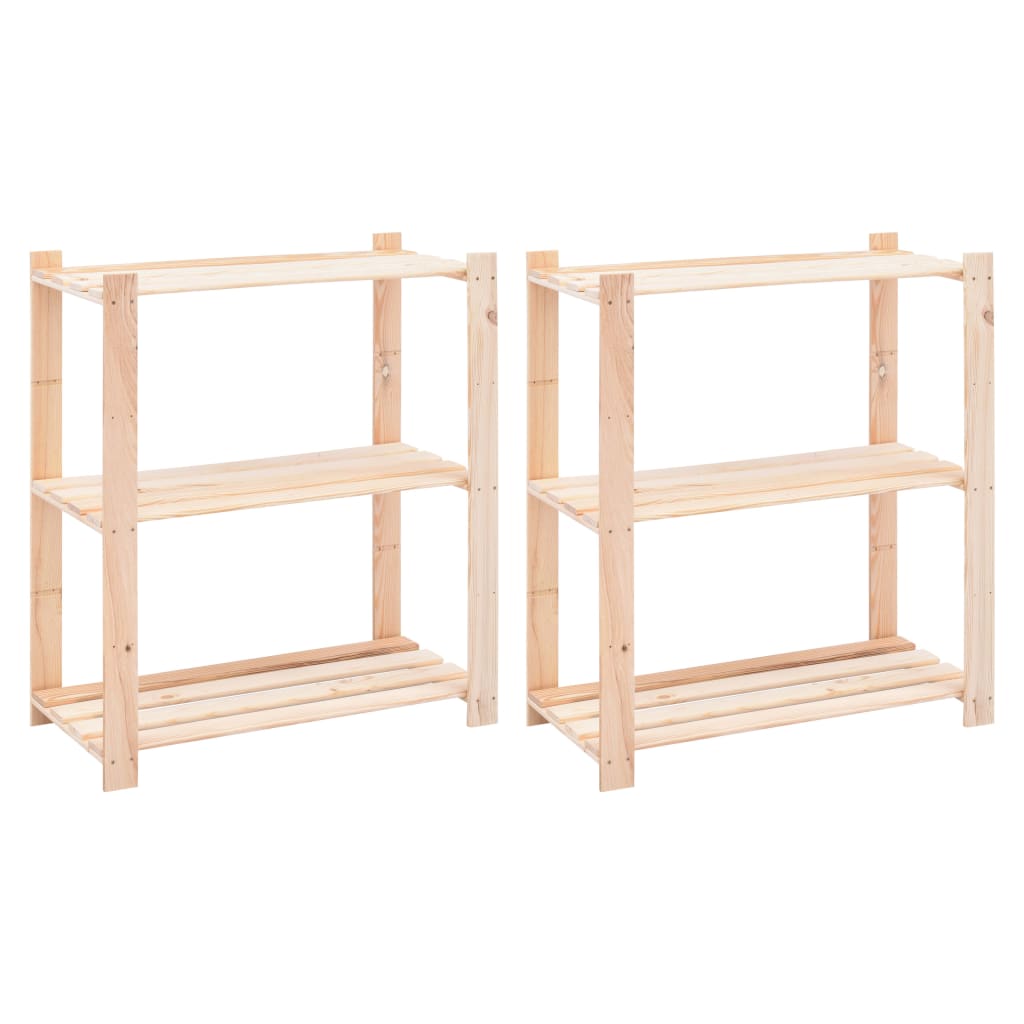 Vidaxl storage racks 3-tier 2 pcs 80x38x90 cm solid pine 150 kg-0