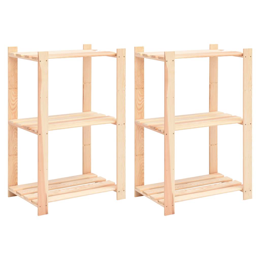 Vidaxl Storage Racks 3-Tier 2 pcs 60x38x90 cm Solid Pine Wood 150 kg-0