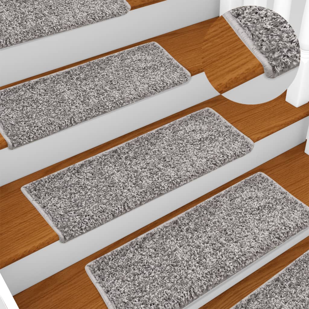 Vidaxl Stair Mats 15 pcs 65x21x4 cm Grey Rectangular Edge-0