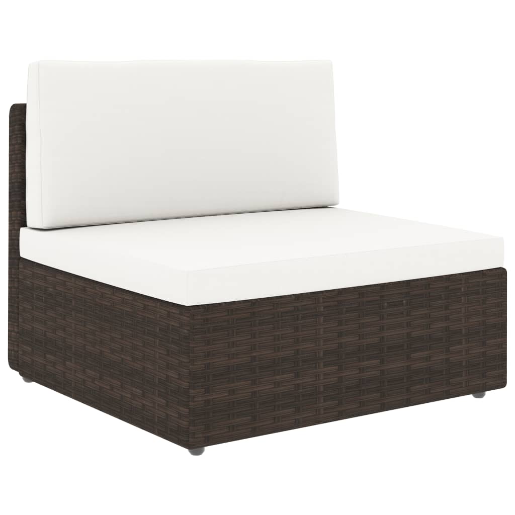 NNEVL Sectional Middle Sofa Poly Rattan Brown