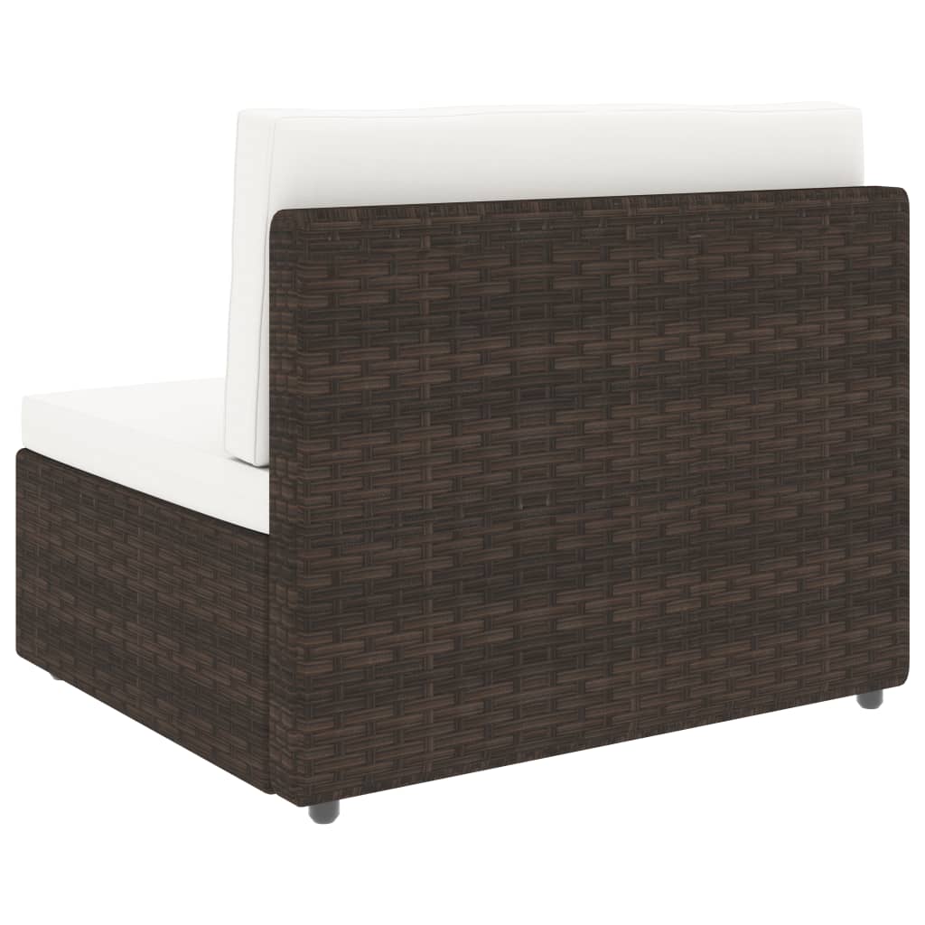 NNEVL Sectional Middle Sofa Poly Rattan Brown