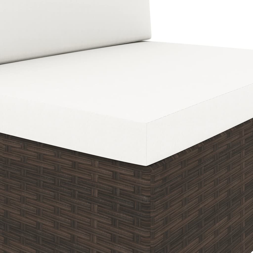 NNEVL Sectional Middle Sofa Poly Rattan Brown