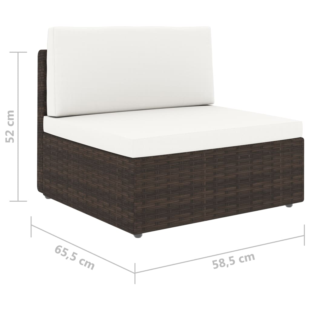 NNEVL Sectional Middle Sofa Poly Rattan Brown