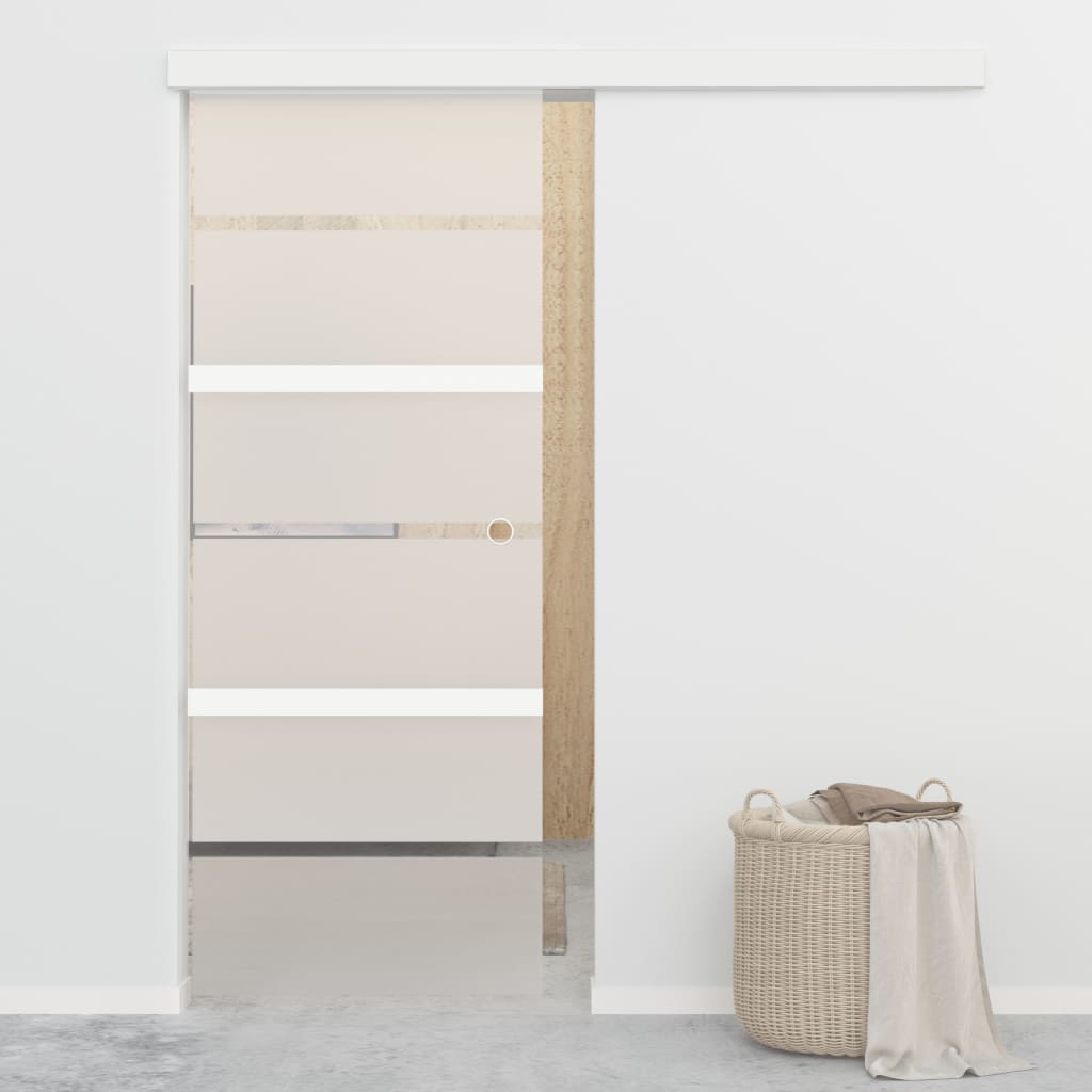 Vidaxl Sliding Door with Soft Stops 76x205 cm ESG Glass and Aluminium-0