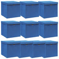 Vidaxl storage boxes with lid 10 pcs 32x32x32 cm fabric blue-0