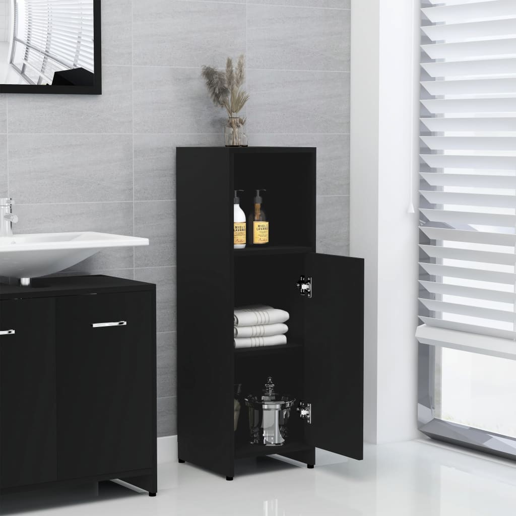 NNEVL Bathroom Cabinet Black 30x30x95 cm Chipboard