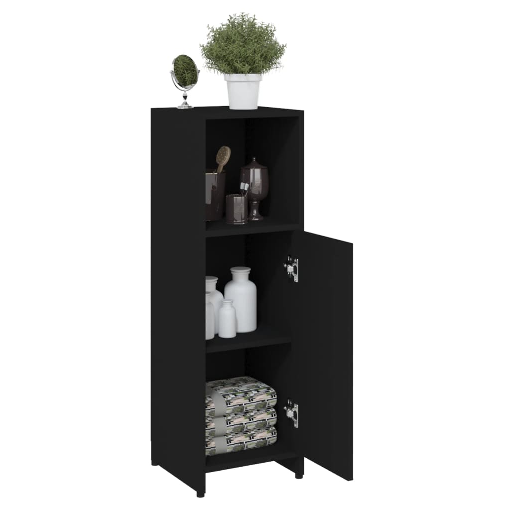 NNEVL Bathroom Cabinet Black 30x30x95 cm Chipboard