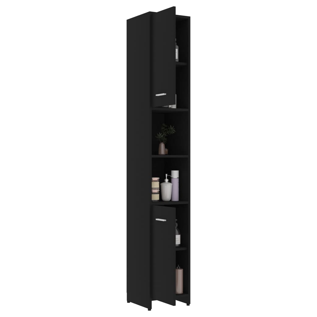 NNEVL Bathroom Cabinet Black 30x30x183.5 cm Chipboard