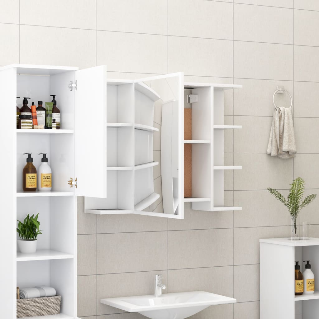 NNEVL Bathroom Mirror Cabinet White 80x20.5x64 cm Chipboard