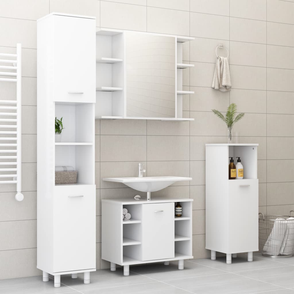 NNEVL Bathroom Mirror Cabinet White 80x20.5x64 cm Chipboard