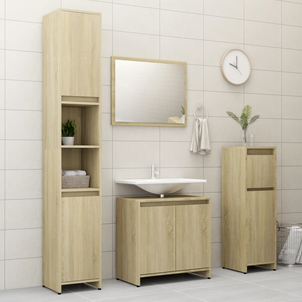 NNEVL Bathroom Cabinet Sonoma Oak 60x33x58 cm Chipboard