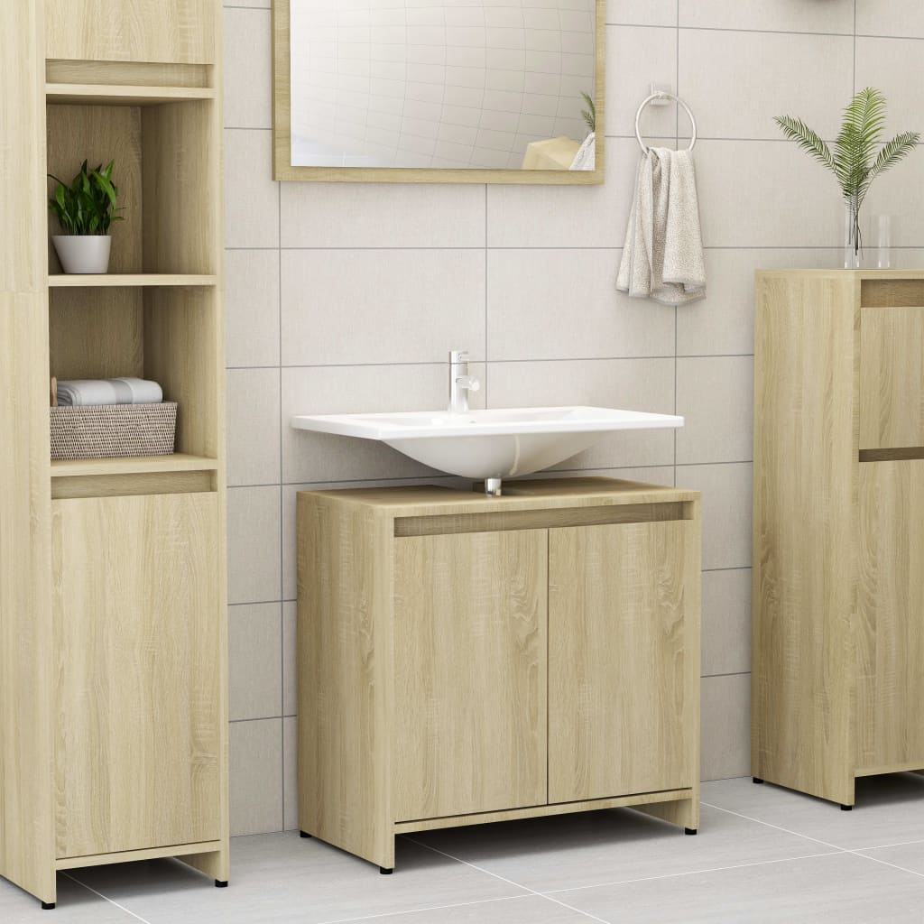 NNEVL Bathroom Cabinet Sonoma Oak 60x33x58 cm Chipboard