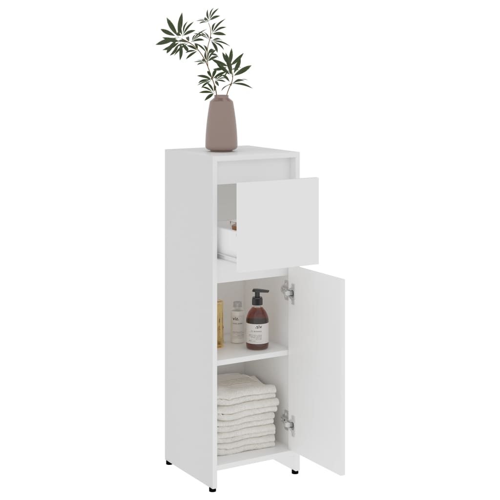 NNEVL Bathroom Cabinet White 30x30x95 cm Chipboard