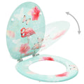 NNEVL WC Toilet Seat with Lid MDF Flamingo Design