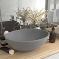 Vidaxl oval washbasin 40x33 cm ceramic matte light gray-0