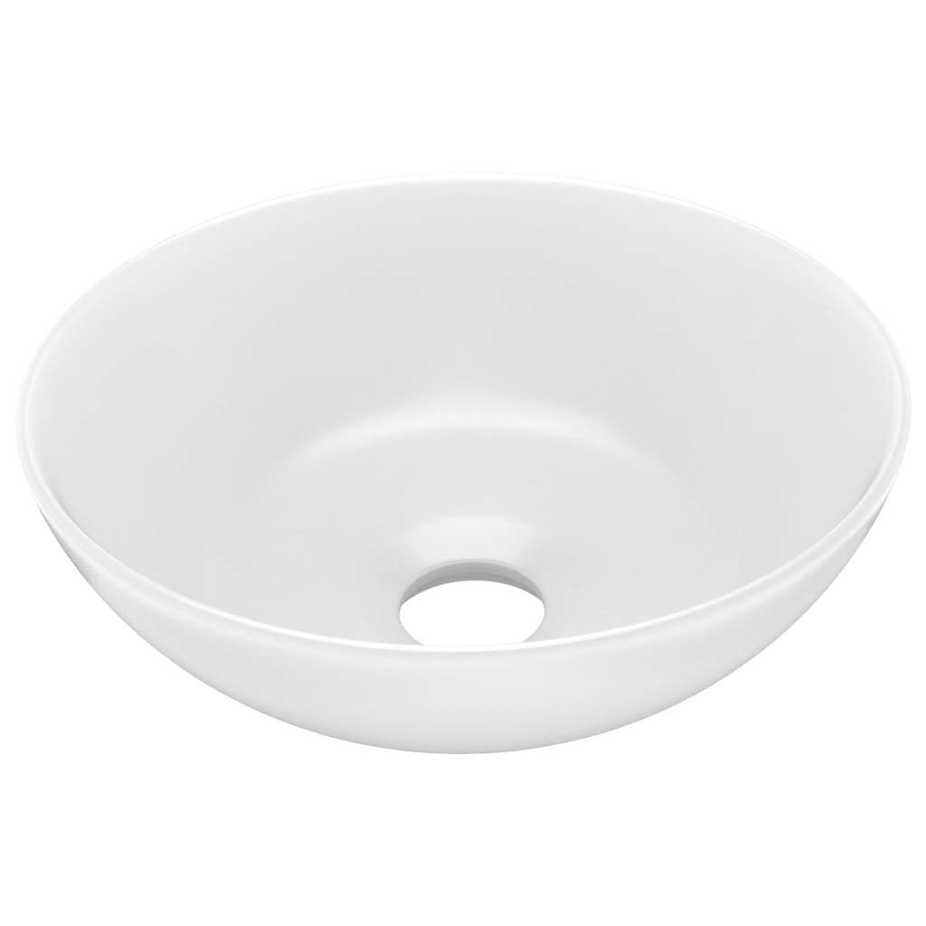 NNEVL Bathroom Sink Ceramic Matt White Round