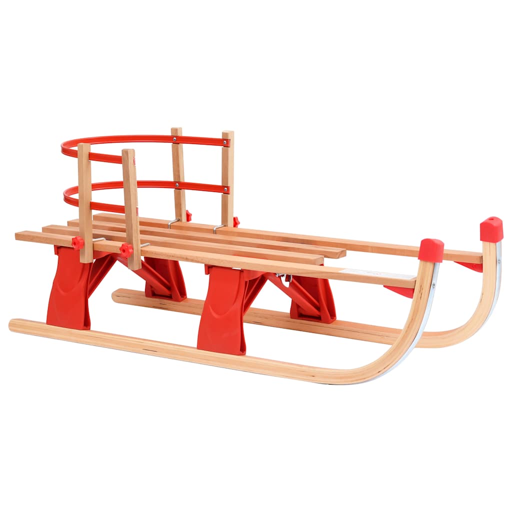 Vidaxl Snow Sled with Backrest, Foldable, 119 cm, Wood-0