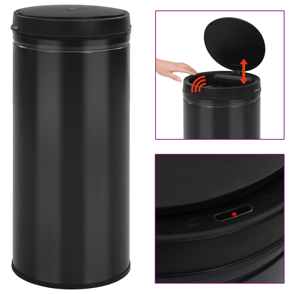 VidaXL Automatic Sensor Trash Bin 80 L Carbon Steel Black-0