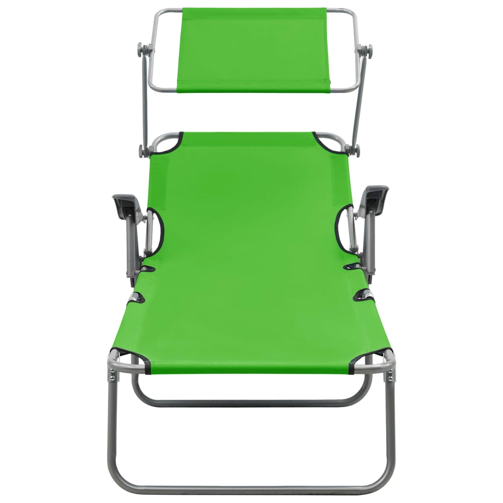 NNEVL Sun Lounger with Canopy Steel Green