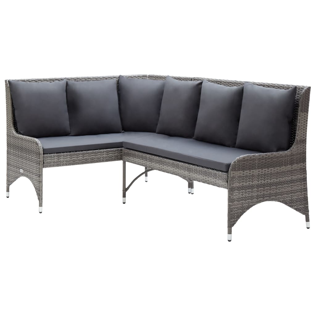 NNEVL Garden Corner Sofas 2 pcs Poly Rattan Grey