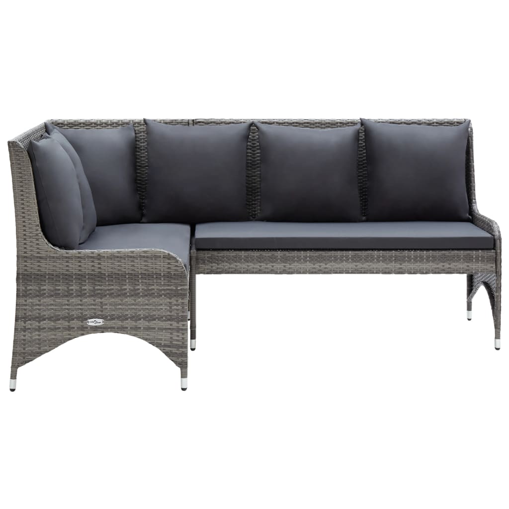 NNEVL Garden Corner Sofas 2 pcs Poly Rattan Grey