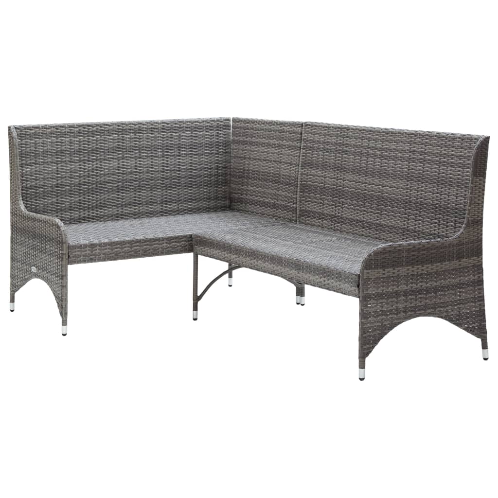 NNEVL Garden Corner Sofas 2 pcs Poly Rattan Grey