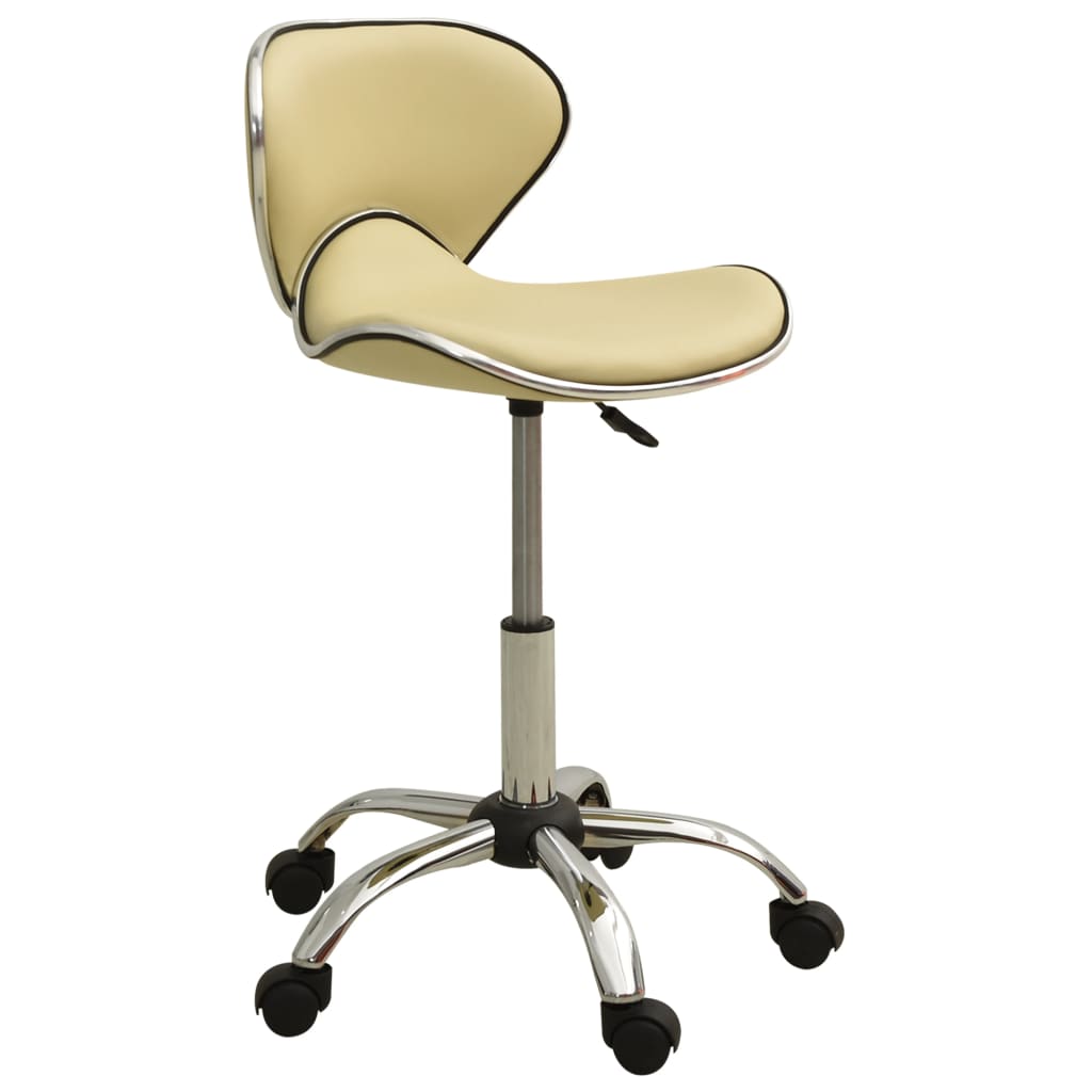 Vidaxl salon stool faux leather cream-colored-0