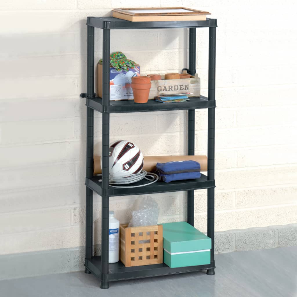 Vidaxl storage rack 4-tier 61x30.5x130 cm plastic black-0