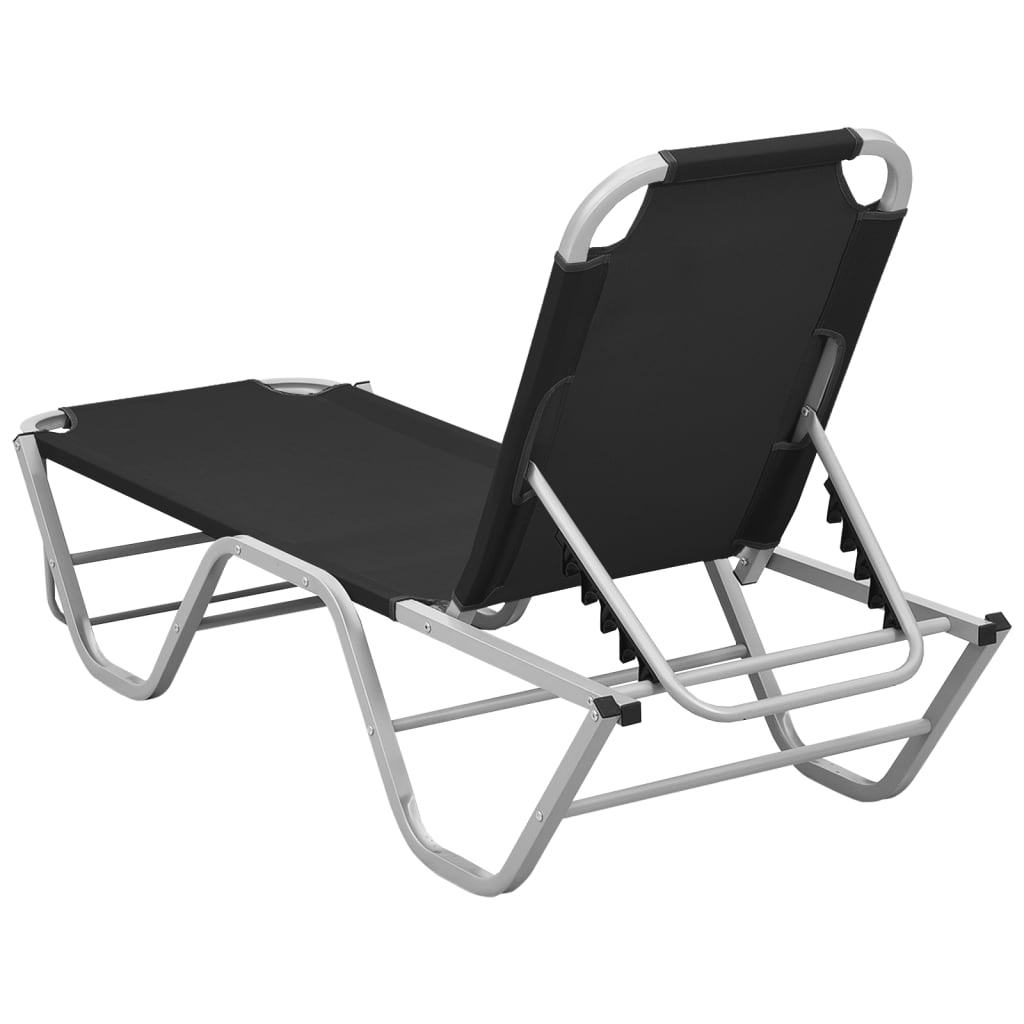 NNEVL Sun Lounger Aluminium and Textilene Black