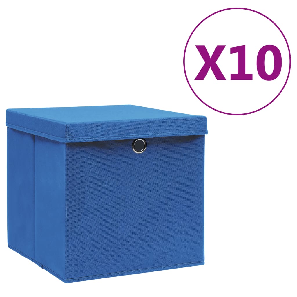 Vidaxl storage boxes with lid 4 pcs 28x28x28 cm blue-0