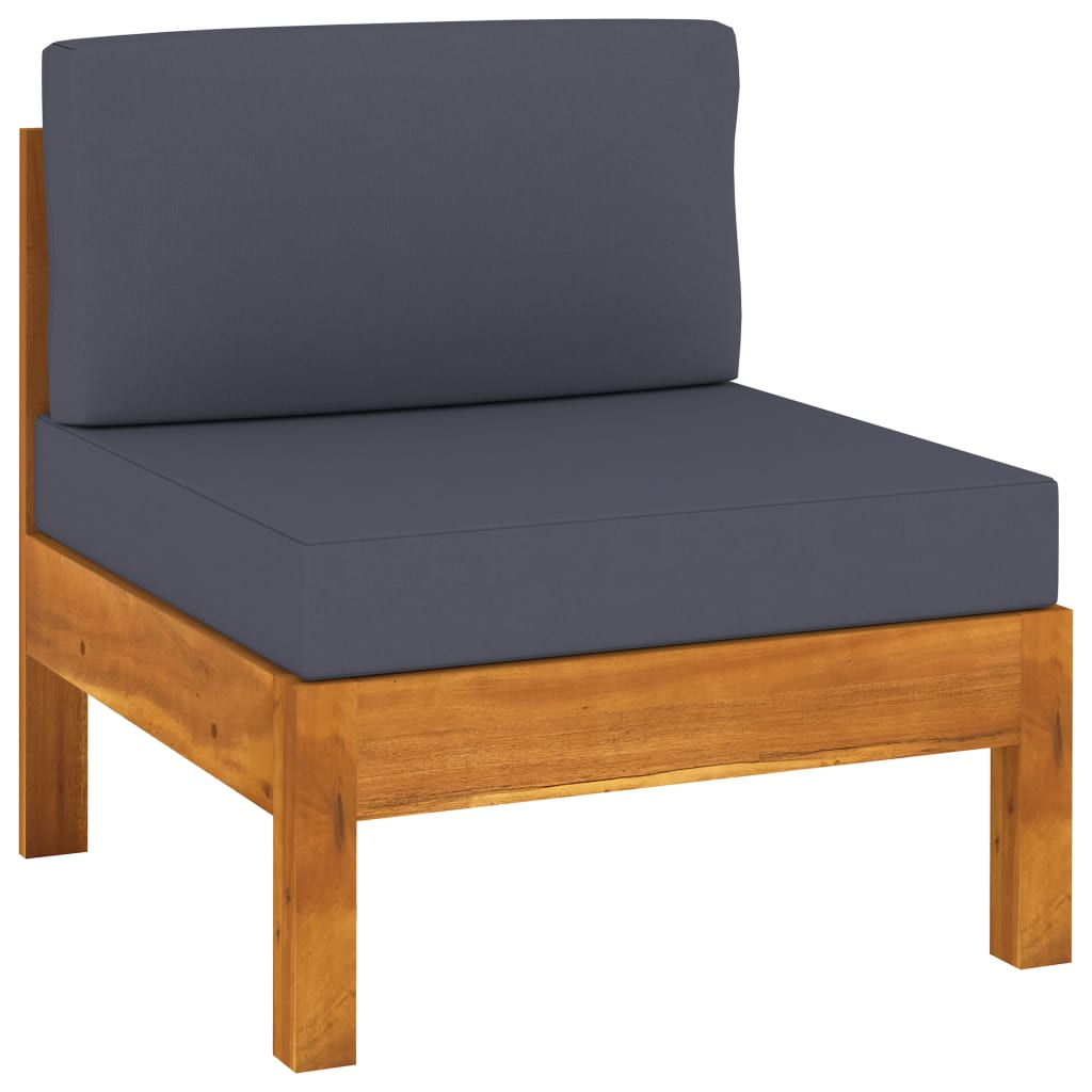 NNEVL Middle Sofa with Dark Grey Cushions Solid Acacia Wood