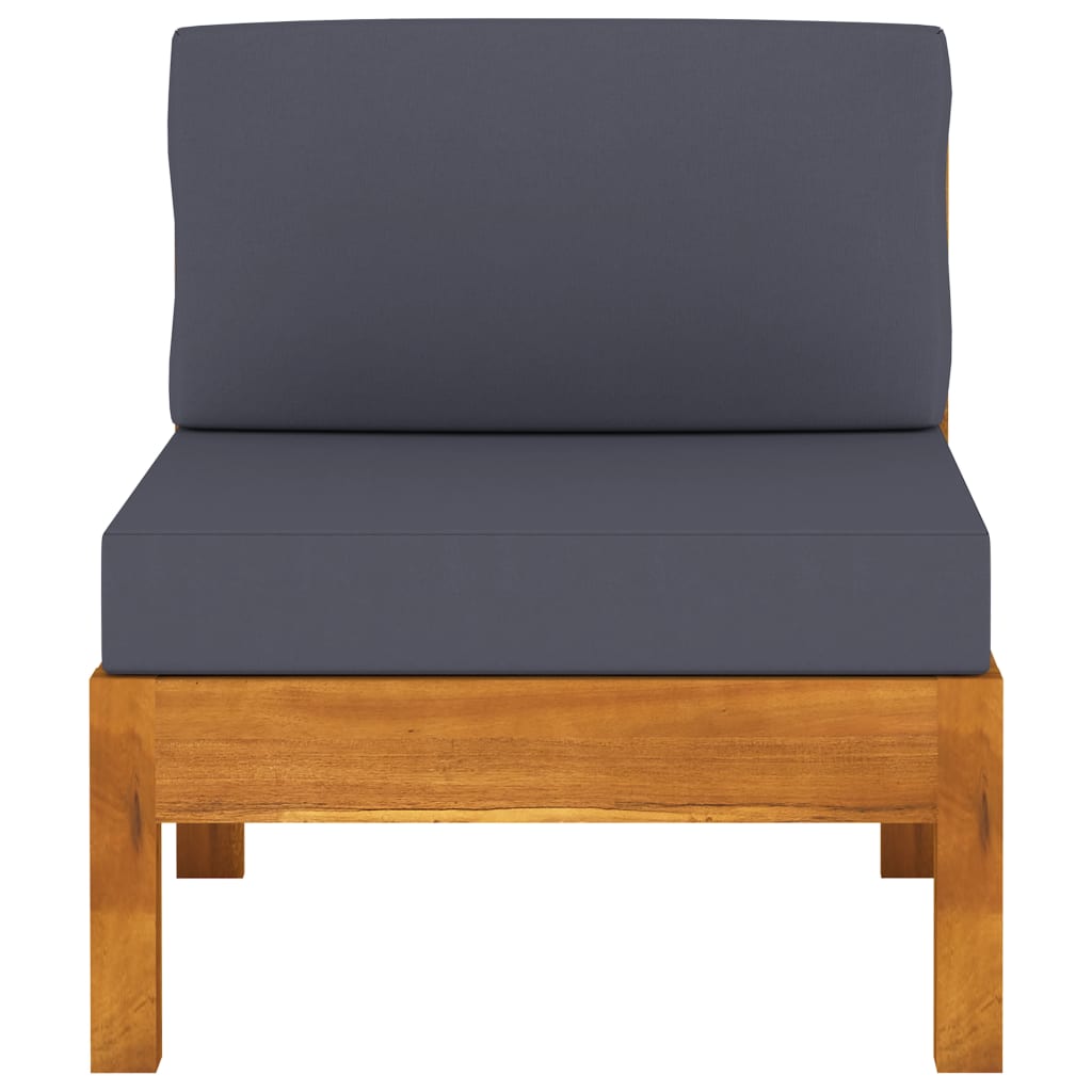 NNEVL Middle Sofa with Dark Grey Cushions Solid Acacia Wood