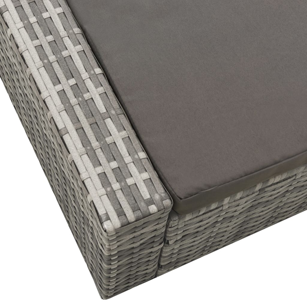 NNEVL Double Sun Lounger Poly Rattan Grey