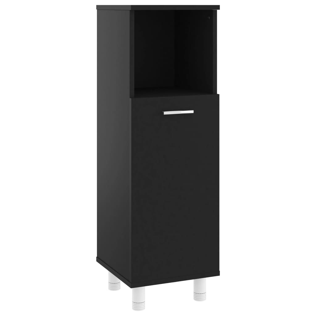 NNEVL Bathroom Cabinet Black 30x30x95 cm Chipboard